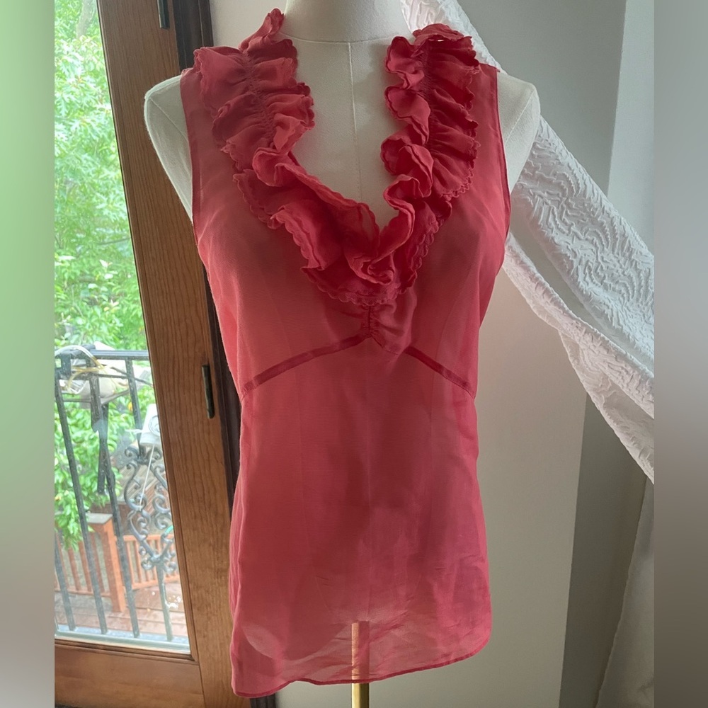 Marc by Marc Jacobs Coral Sleeveless Silk Blend Top Blouse Large - Picture 2 of 7